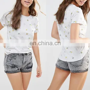 Wholesale Women Fashion Custom Organic Cotton Round Bottom New Model t Shirts thumbnail-1
