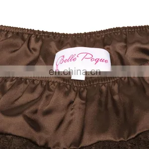Belle Poque Vintage Retro Lace Satin Elastic Waist Asymmetrical High-Low Coffee Skirt BP000329-2 thumbnail-4
