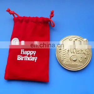 Hot Selling Happy Birthday/best Wishes Collect Gifts Silver Coin With Pouch thumbnail-2