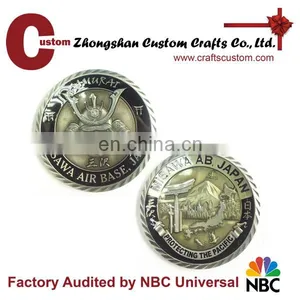 Custom Antique Silver Japan Knight Old Challenge Coin thumbnail-1