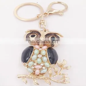 Cute Pearl Owl Keychain Purse Bag Pendant Charm Keyring Key Chain thumbnail-1
