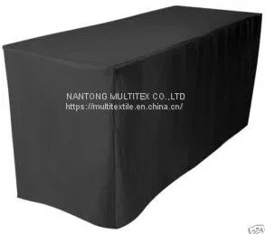 Black Fitted Table Cloth, Polyester Tablecloth Fit for 6ft Tables thumbnail-1