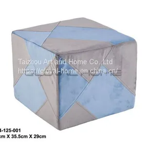 High Quality Printing Bathroom Linen Grey Kid Square Stool thumbnail-1