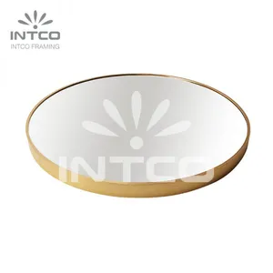 Aluminum Framed Round Mirror, Gold Round Wall Mirrors, Bathroom Mirror Metal Frame thumbnail-2