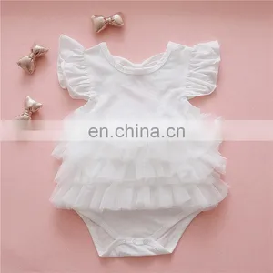 Wholesale Baby Girls Cotton Clothes Princess Ruffle Birthday Baby Girls Party Romper thumbnail-3