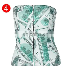 Women Summer Sexy V Neck Strapless Sleeveless Printed Skinny Slim Short Tube Tops Fashion 2020 Fall Clothes Streetwear thumbnail-7