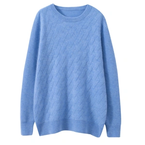Cashmere Turtleneck Sweater Plaid Cashmere Sweaters Round Neck thumbnail-4