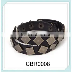 2014 Fashion Stud Leather Stone Charm Bracelet thumbnail-1