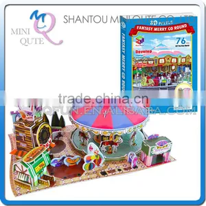 Mini Qute Merry-go-round Building Block 3d Paper Puzzle Diy Model Cardboard Jigsaw Puzzle Game Educational Toy NO.B368-12 thumbnail-1