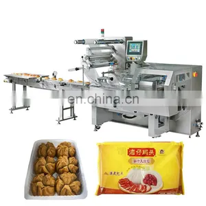 Automatic Bag Pouch Flow Servo Sealing Food Frozen Bun Cake Bread Plastic Tray Packing Machine thumbnail-1