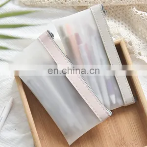 Simple Transparent TPU Leather Korean Fashion INS Pencil Bag Pouches Stationery Organizer Pencil Case Pencilcase School Pen Case thumbnail-2