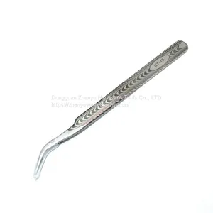 Straight Curved Eyelash Grafting Tweezers Light and High-precision Eyelash Blossom Tweezers for Eyelash Beautifiers Antistatic Tape Texture ST-15 thumbnail-1