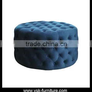 OT-084 Blue Color Fabric Pouf With Bottons Tufted thumbnail-1