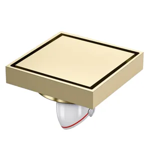 Modern 4 Inch Square Invisible Brass Shower Floor Drain Insert Anti-Odor Polished Chrome for Hotels Bathrooms Kitchens Sinks thumbnail-1