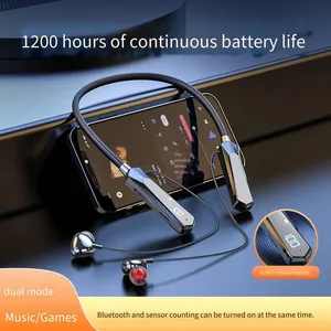 New Generation Gym - 60 Neck - Hanging Sports Pedometer Bluetooth Earphones, Made of Metal Material, With Card - Slot and Lossless Sound Quality. thumbnail-3