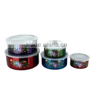 Factory Indan Kitcheware Colorful Stainless Steel Food Containers Set With Lid thumbnail-3