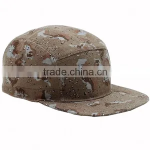 100% Arcylic Flat Brim 5 Panel Camo Military Snapback Cap Wholesale thumbnail-3