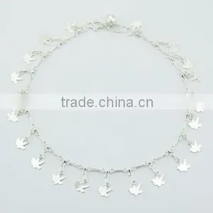 Sterling Silver Charms Anklet Bird Charms On Fancy Chain thumbnail-1