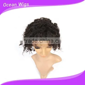 Human Hair Front Lace Wig, Deep Wave,12", Natural Color thumbnail-4