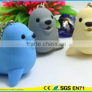 High Quality Promotional Cute Assorted Sound Activated LED Animal Keychain thumbnail-1