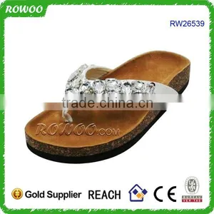 High Quality Summer Women Casual Cork Slippers With Diamont,cork Sandal Shoes thumbnail-1