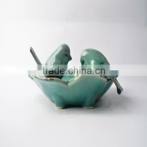 Lotus Flower Ceramic Plate With Pigeon Bird thumbnail-3