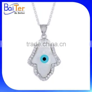 Fashion Micro Pave Setting AAA Necklace Authentic 925 Sterling Silver CZ Disc Round Large Evil Eye Necklace thumbnail-2