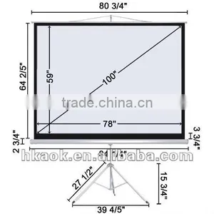 100" Diagonal 78"x59" Tripod Projection Screen With Ratio 4:3 thumbnail-1