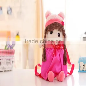55*25cm Beautiful Customized Red Stuffed Plush Feir Girl Doll Backpack With Matched Hat&skirt thumbnail-2