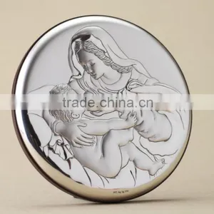 Greek & Russian Orthodox Wooden Icon. Mother God. Milkgiver. Silver. Made in Italy thumbnail-5