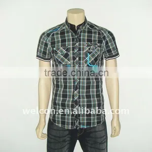 Latest China OEM ODM Popular 100% Cotton Short Sleeve Style Plaid Casual Men Shirt thumbnail-1