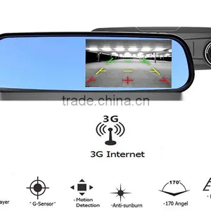 3G Wiring Free Wifi Wireless No Interference WIFI 5.0 Inch Smart 1080P GPS Android 4.4 3G Rearview Mirror Bluetooth Car DVR thumbnail-2