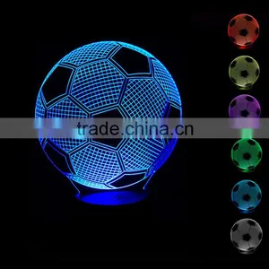 3D Optical Illusion Football Night Lamp Night Light 10 Colorful LEDs Ultra-thin Acrylic Light Panel AA Battery or DC 5V thumbnail-2