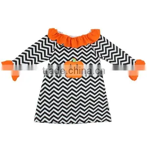 2016 Newest Kids Halloween Costumes Handmade Baby Dress Boutique Fashion Halloween Dress Long Sleeve Chevron Dress thumbnail-1