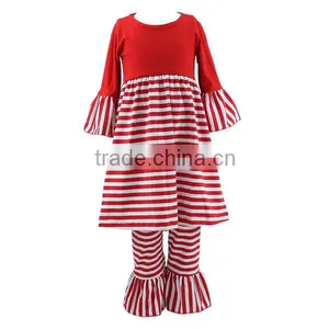 Stripe Maxi Dresses Ruffle Pants Sets Little Girl Boutique Remake Clothing Set Stripe Outfit Baby Clothing Christmas thumbnail-2