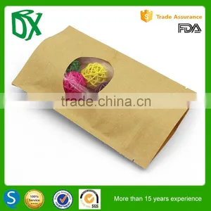 2016 HOT SELL Food Grade Customized Brown Kraft Food Packaging Paper Stand up Pouch Bags With Window and Zipper thumbnail-4