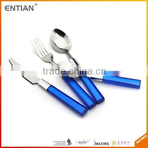 Flatwares Stainless Steel Cutlery, Blue Handle Flatware, Plastic Handle Flatware thumbnail-1