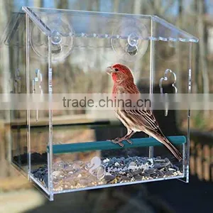 Hot Selling Good Quality Acrylic Pet Bird Feeder With Suction Cups thumbnail-1
