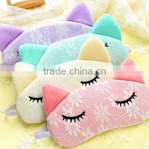 Korea Style Cute Lace Cat Shape High Quality Soft Patch Sleeping Travel Blindfold Shade Cover Eye Mask thumbnail-1