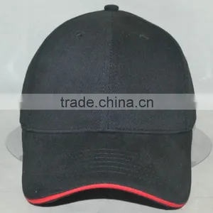 Heavy Brushed Cotton 10x10 Black Blank Cap With Red Sandwich Bill thumbnail-1