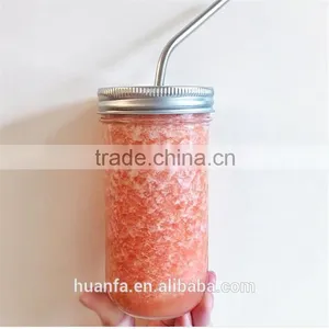Best Selling Products of Wholesale Glass Diamond Mason Jar With Silver Lid and Straw Stockage thumbnail-5
