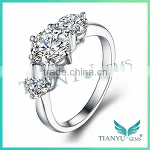 925 Sterling Sliver Wedding Rings 10 Hearts & Arrows VVS1 E-F 1Carat Moissanite Rings thumbnail-2