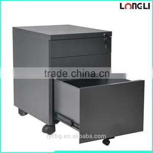 3 Drawers Movable Steel Filing Cabinet , Office Desk Under Mobile Pedstal thumbnail-4