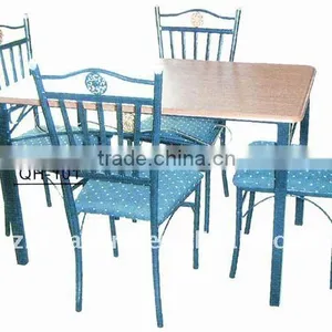 Black Steel Tube Dining Room Set Furniture thumbnail-1