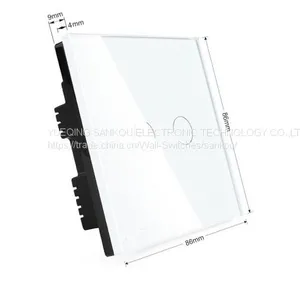 UK Standard Two Gang One Way Crystal Glass Panel Touch Light Switch,110V/250V Wall Switch thumbnail-2
