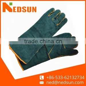 Green Cow Split Grade AB Leather Gloves for Welding thumbnail-1