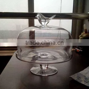 Handmade Glass Cake Plate With Bird Cover,glass Storage Jar With Cover,glass Cake Plate Wholesale Cheap thumbnail-1