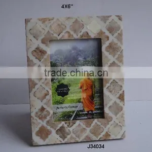 Bone Photo Frame With Mosaic of Bone Brown Colour and Curving Work thumbnail-1