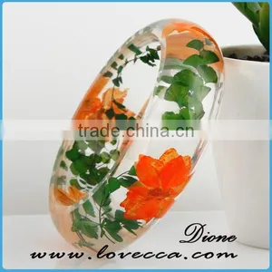 Clear Real Dried Pressed Flower Resin Jewelry Bangles thumbnail-6