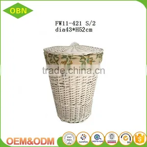 Handwoven Wicker Rattan Cane Laundry Basket With Cover thumbnail-1